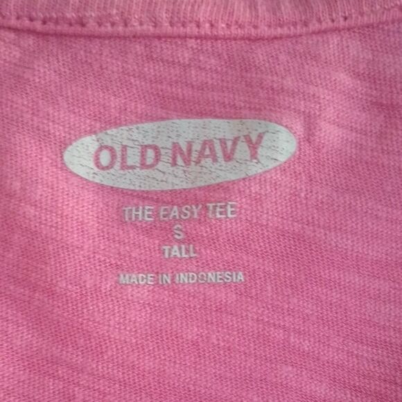 Old Navy The Easy Tee Pink Short Sleeve V-Neck Women's Sz S Tall Cotton Blend - Picture 2 of 7